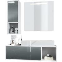 BADMÖBELSET La Costa Fronten in Grau Hochglanz - Grau, Holzwerkstoff (126.5/190/46cm) - Vladon