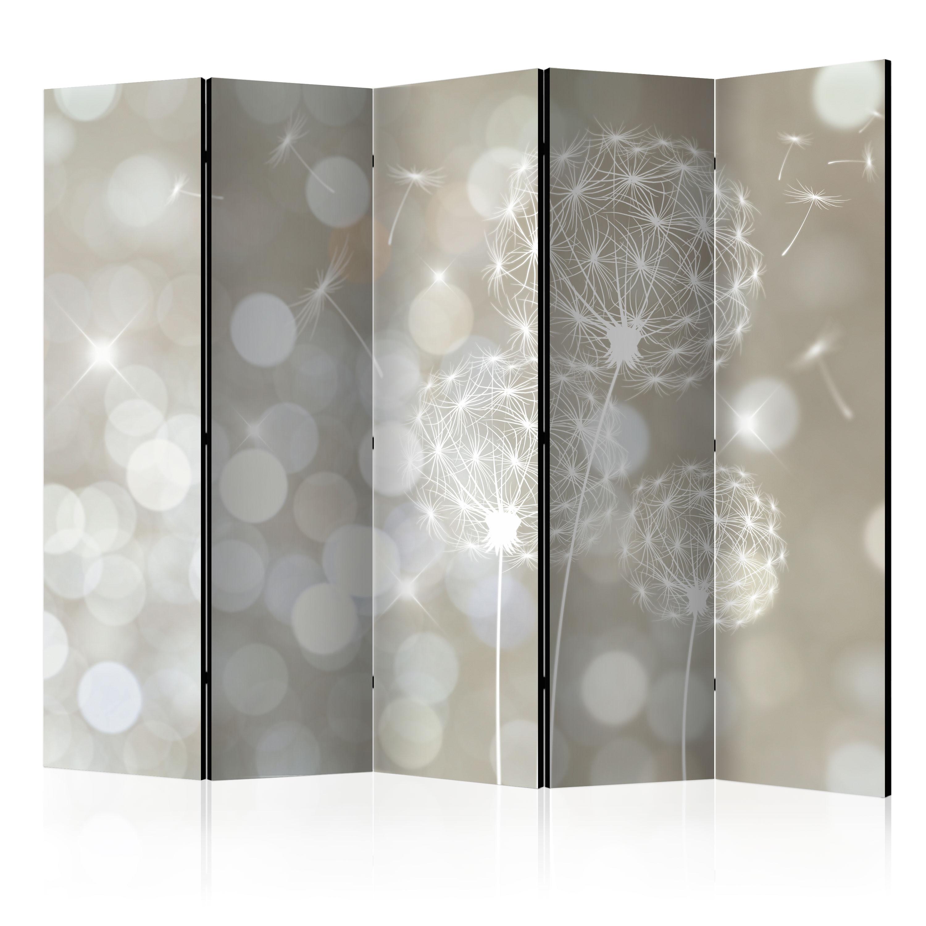 PARAVENT 5-tlg 225x172 cm Pusteblumen Boho - Grau, Holz/Textil (225/172/3cm) - Muralo