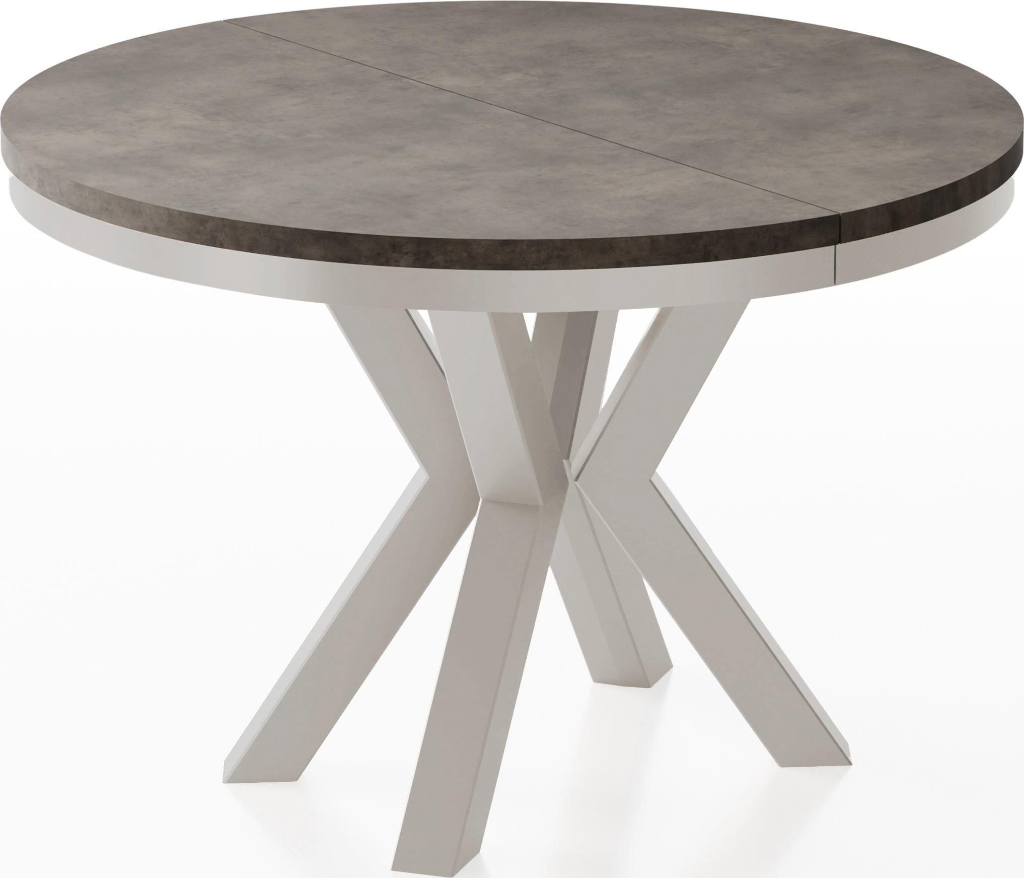 ESSTISCH Clara Grau-Beige runder ausziehbarer, Dunkelgrauer Chicago Beton 120-200/120/76 cm - Dunkelgrau/Grau, Holzwerkstoff/Metall (120/196/76cm) - WFL GROUP