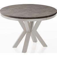 ESSTISCH Clara Grau-Beige runder ausziehbarer, Dunkelgrauer Chicago Beton 120-200/120/76 cm - Dunkelgrau/Grau, Holzwerkstoff/Metall (120/196/76cm) - WFL GROUP