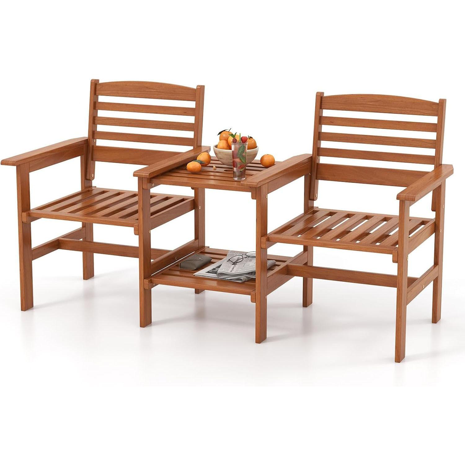 GARTENBANK Natur(3-teilig) - Naturfarben, Holz - COSTWAY