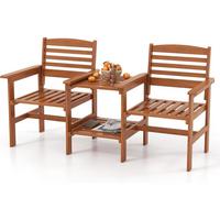 GARTENBANK Natur(3-teilig) - Naturfarben, Holz - COSTWAY