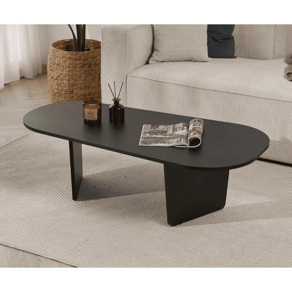 COUCHTISCH mit abgerundeter Tischplatte L130 cm 65/130/40 cm - Eichefarben, Holzwerkstoff (70/65/40cm) - Calicosy