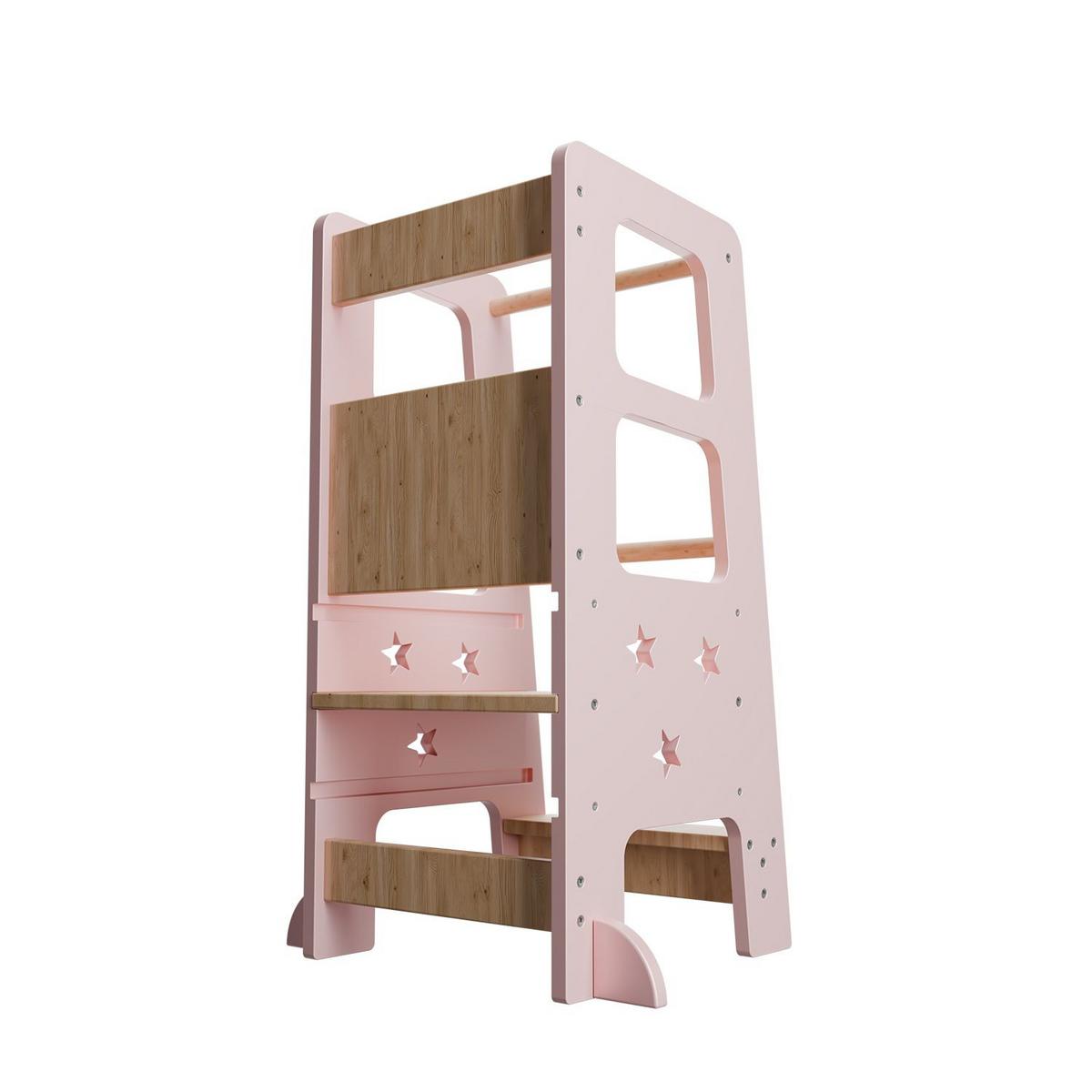 LERNTURM Henny in Rosa - Rosa, Holzwerkstoff (40/90/44cm) - Juskys