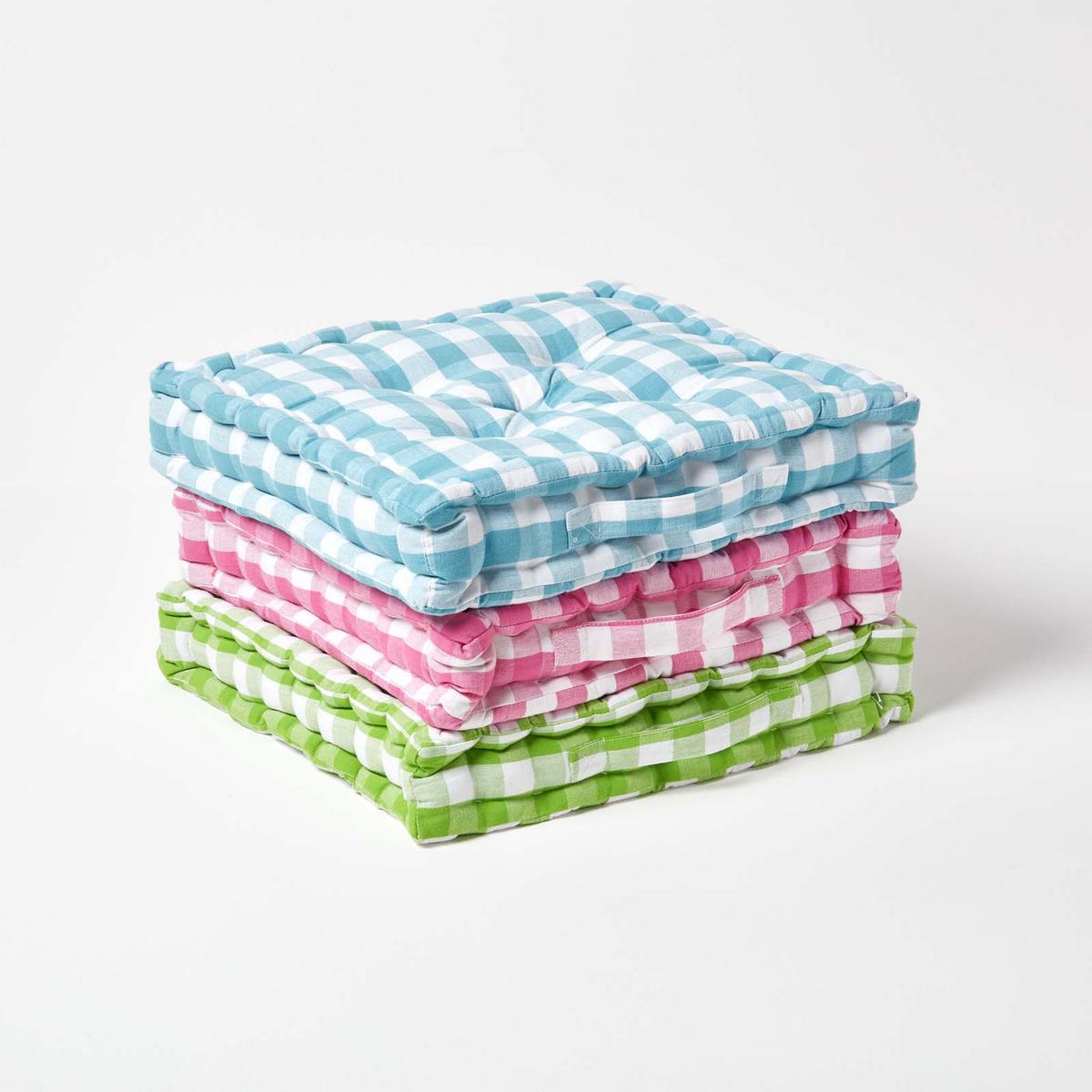 SITZKISSEN grün-weiß kariert 50/50/10 cm - Grün, Textil (50/50/10cm) - Homescapes
