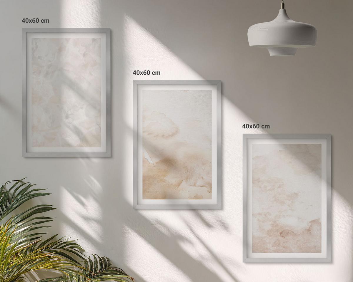 BILDER SET 3er Set - 40x60 cm Silberner Rahmen - Modische Pastelltexturen - Silberfarben, Kunststoff (40/60cm) - TULUP