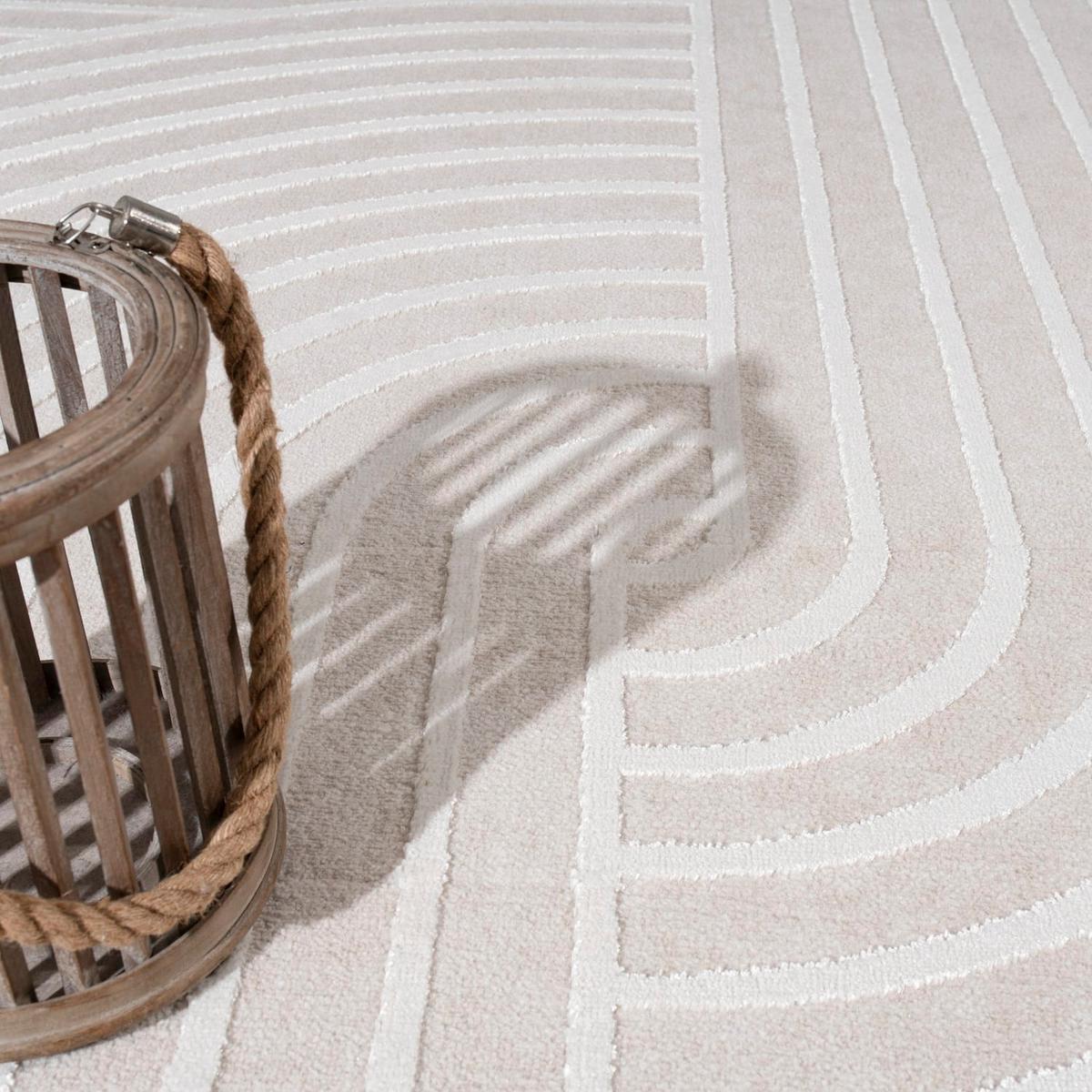 KURZFLORTEPPICH, abstrakt, Florhöhe 10 mm, Creme, 160 x 220 cm - Creme, Textil (220/160cm) - KADIMA DESIGN