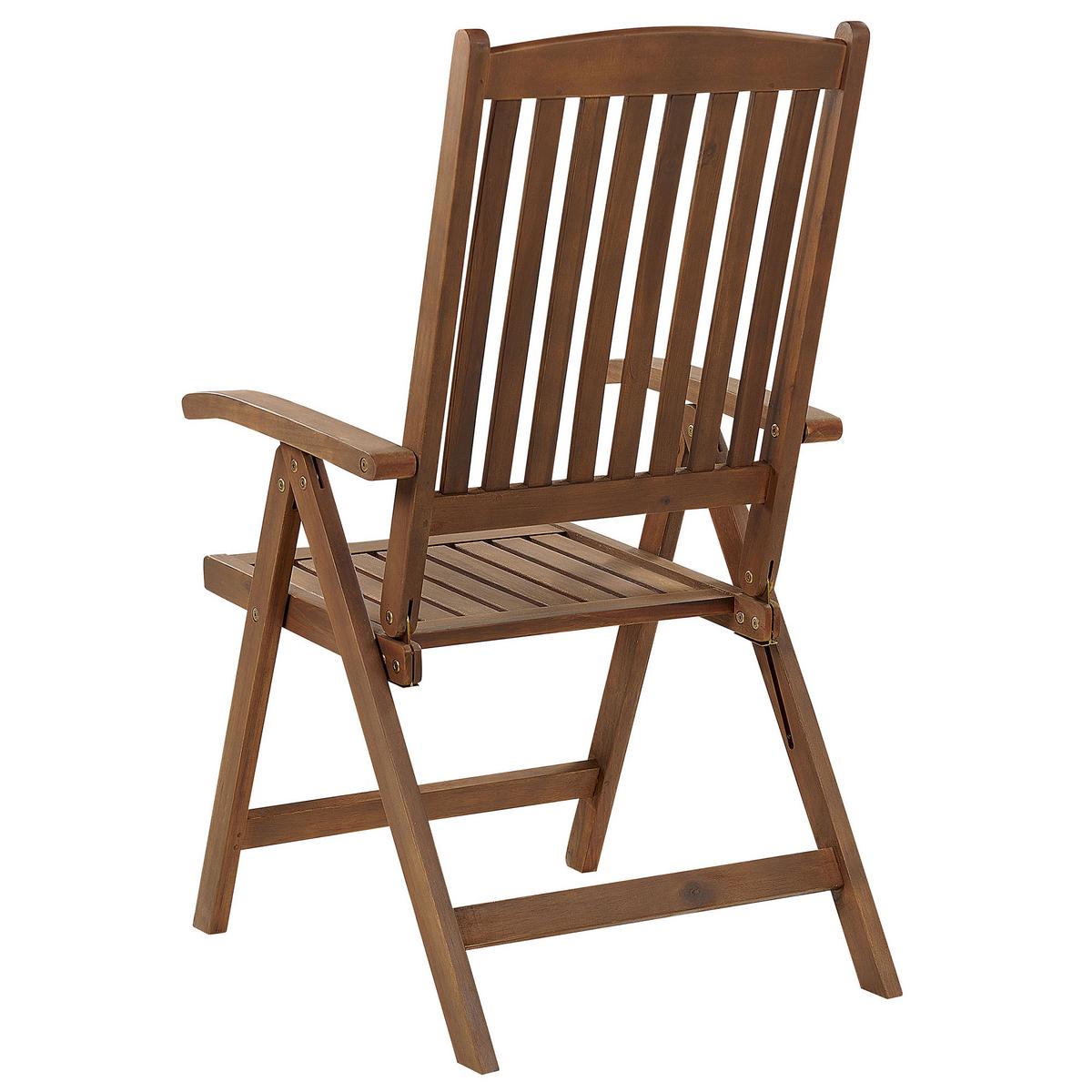 GARTENSTUHL 6er-Set Akazienholz dunkelbraun Auflagen grau Amantea - Dunkelbraun/Grau, Holz (54/105/69cm) - Beliani