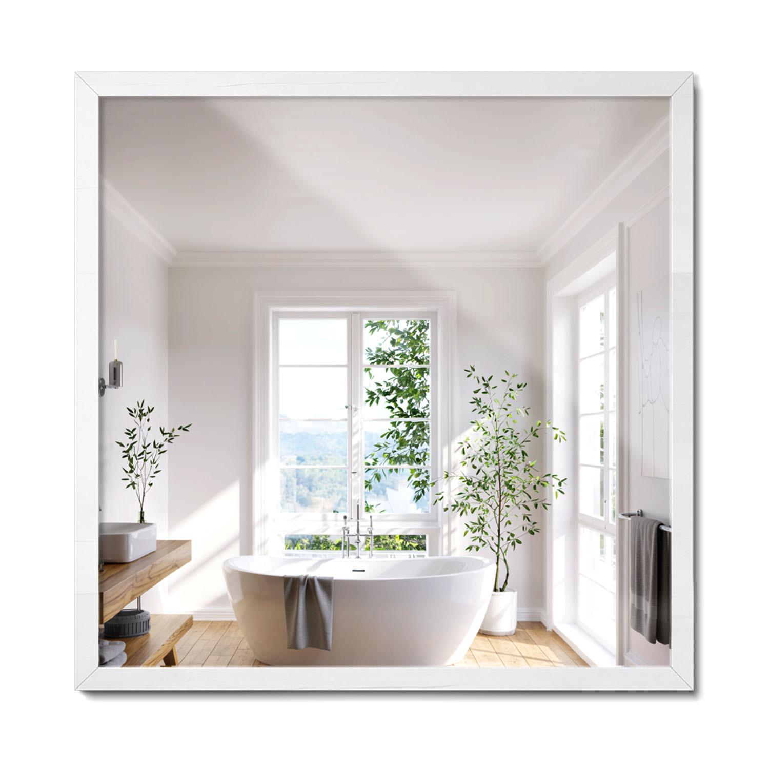 SPIEGEL 50x50cm Weißer Rahmen - Weiß, Glas (50/50/0.4cm) - Wallfluent