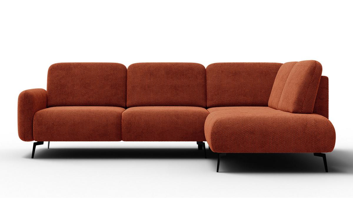 ECKSOFA FEBE 5-Sitzer rechts, dunkelorange - Dunkelorange/Schwarz, Holz/Textil (271/190cm) - Wozimo