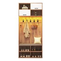 GARDEROBE holzwerkstoff LED inkl. sitzbank, led-beleuchtung - Naturfarben, Holzwerkstoff (80/185/35cm) - Urban Meuble