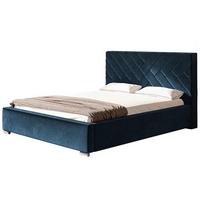 POLSTERBETT Monaco mit Kopfteil, 140x200 cm, Doppelbett mit Bettkasten und Lattenrost aus Holz, Velourstoff Dunkelblau - Dunkelblau, Holz/Textil (140/200cm) - Alpi-Möbel