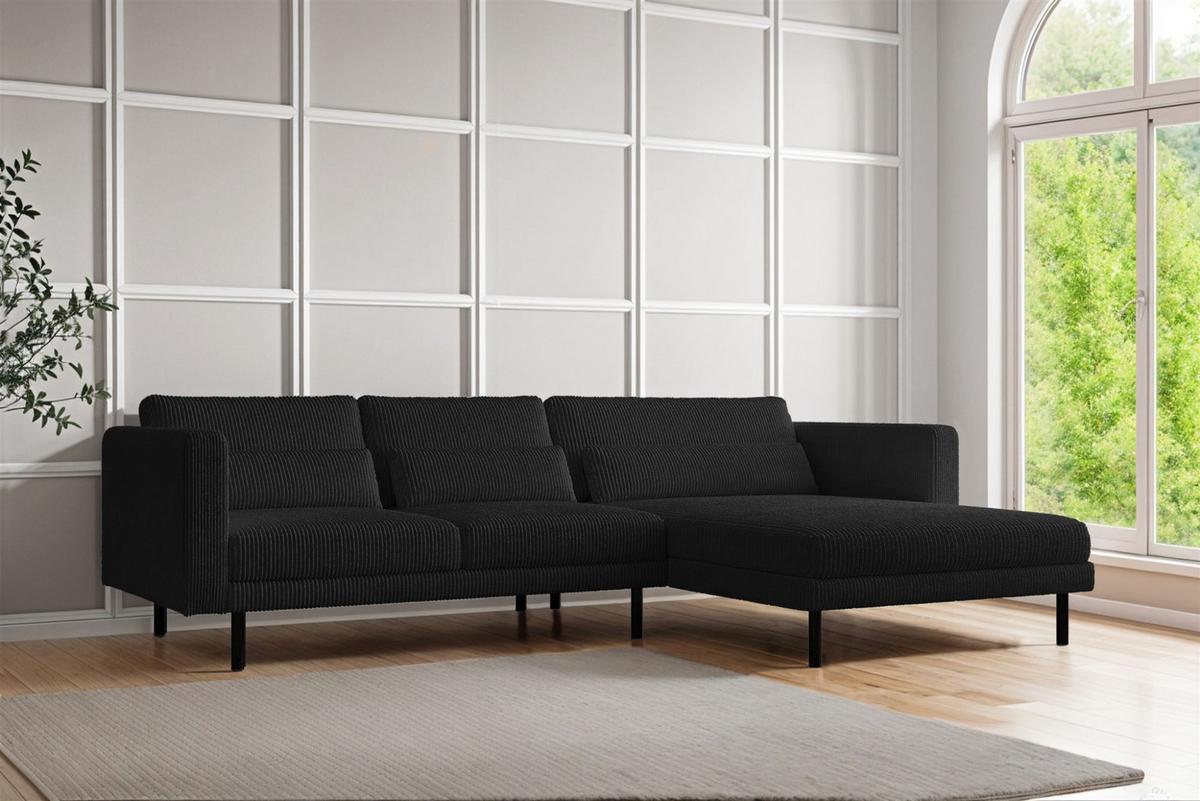 ECKSOFA Agada In Poso - Schwarz, Holzwerkstoff/Textil (281/174cm) - Fun Möbel