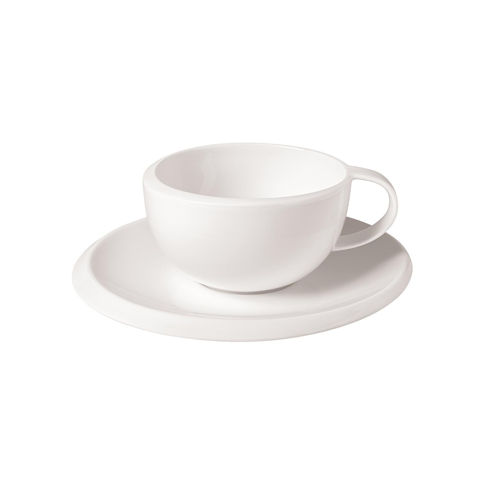 KAFFEETASSE MIT UNTERTASSE NewMoon weiß 190 ml - Weiß, Keramik (17/7.8/17cm) - Villeroy & Boch