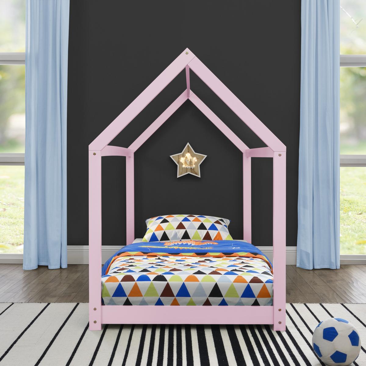 HAUSBETT Netstal - Rosa, Holz (90/200cm) - [en.casa]