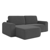 ECKSOFA L Form Otterton Dunkelgrau 250/180/95 cm Links mit Schlaffunktion - Schwarz/Grau, Kunststoff/Textil (180/250cm) - AX Living