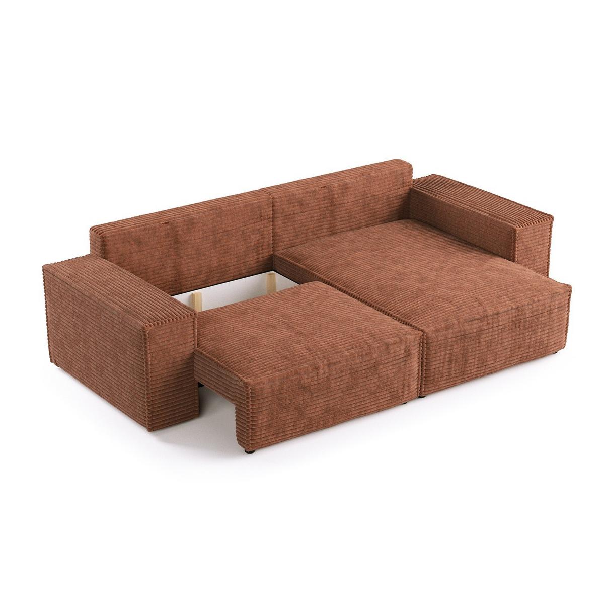 ECKSOFA CAVO mit Schlaffunktion Kupfer im Tilia Stoff - Schwarz/Kupferfarben, Holz/Holzwerkstoff (255/148cm) - AltaBeds