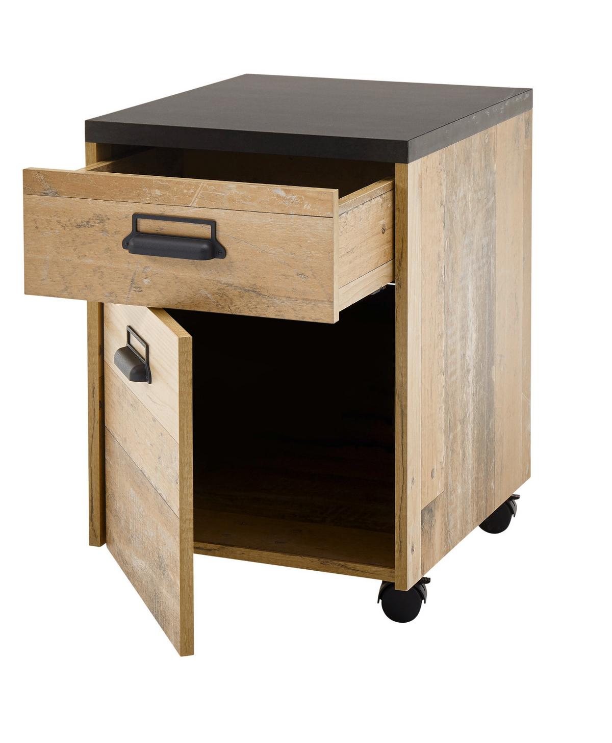 ROLLCONTAINER Used Wood, anthrazit, Schreibtisch Container 47 x 60 cm - Eichefarben/Anthrazit, Holzwerkstoff/Kunststoff (47/60/51cm) - Furn.Design