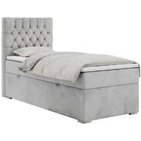 BOXBETT PERA 90/200 Hellgrau Velvet - H4 - Links Seite - Hellgrau, Holz/Textil (90/200cm) - MKS