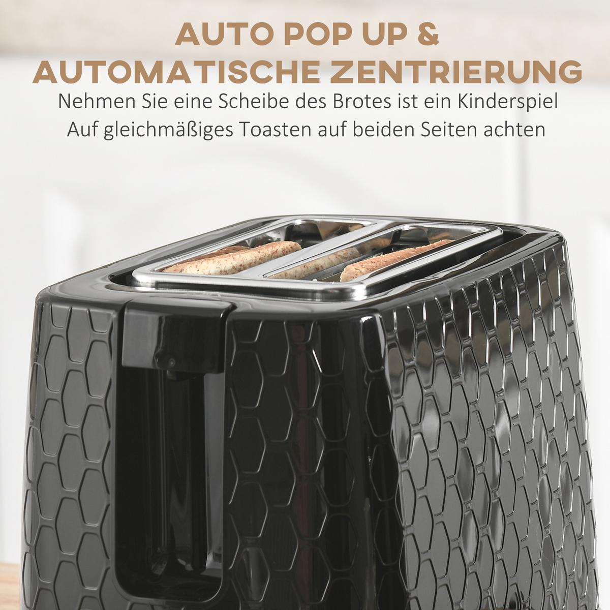 KOCHER-TOASTER-SET 2er Set Kunststoff Stahl Schwarz - Schwarz, Kunststoff (19.5/23.4/24.2cm) - HOMCOM