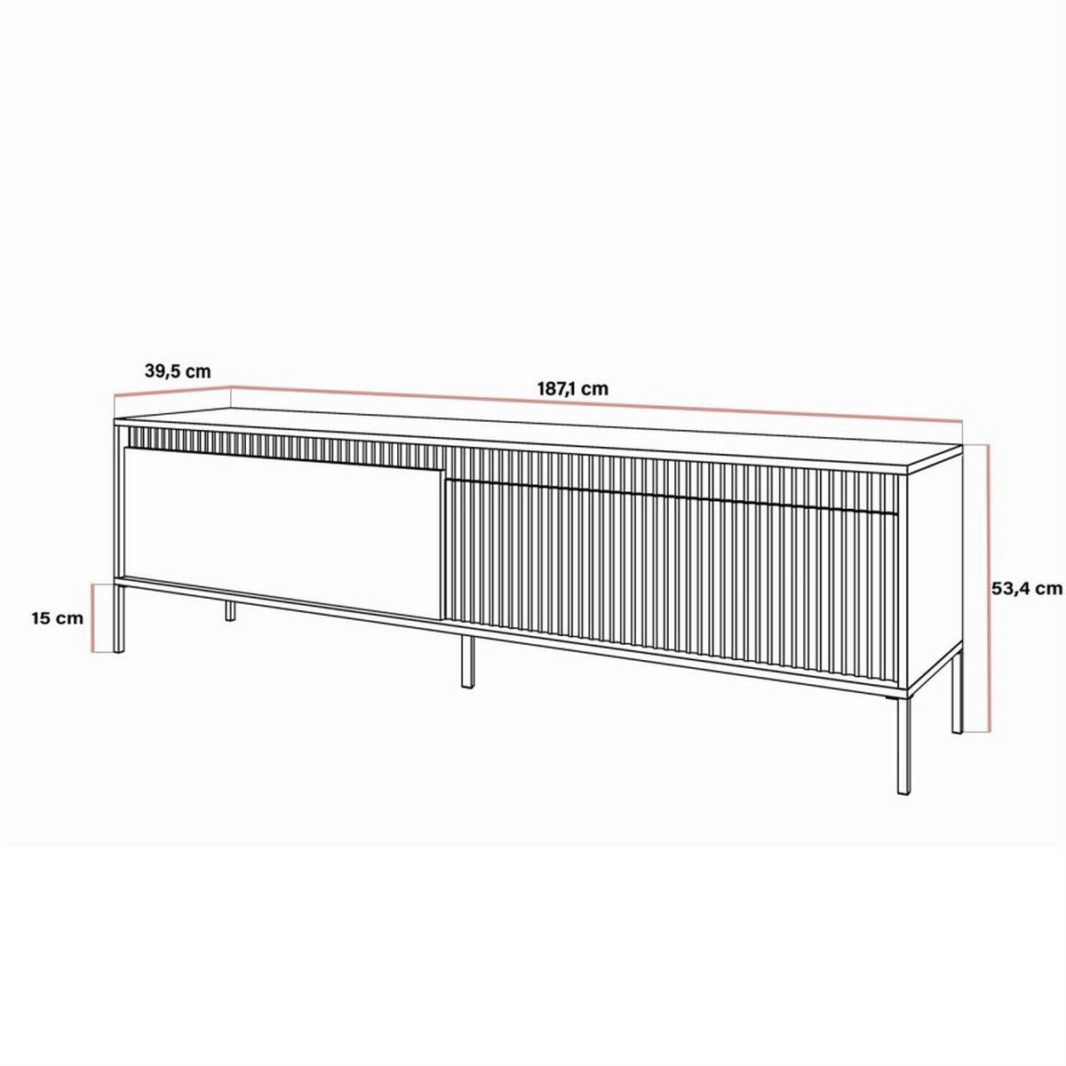TV-ELEMENT YASUMI 187 cm schwarz matt - Schwarz, Holzwerkstoff (187.1/53.4/39.5cm) - Lookway