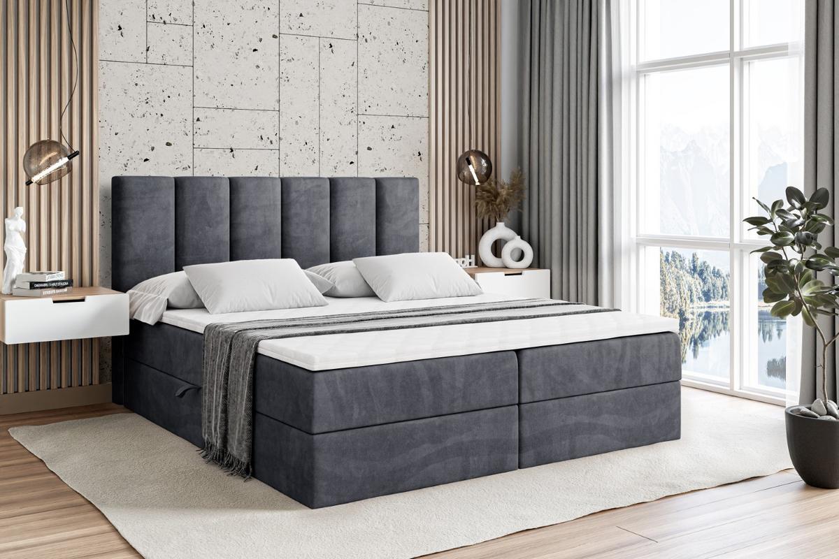 BOXBETT mit Matratze H4 und Lattenrost - BOXI1 - 140x200 cm - H4 - Dunkelgrau - Dunkelgrau, Holzwerkstoff (140/200cm) - ALTDECOR
