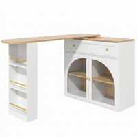 BARTISCH Ausziehbar Weiß 360° Drehbar mit Stauraum & Glas - Weiß, Holzwerkstoff (39/204/104cm) - Urban Meuble