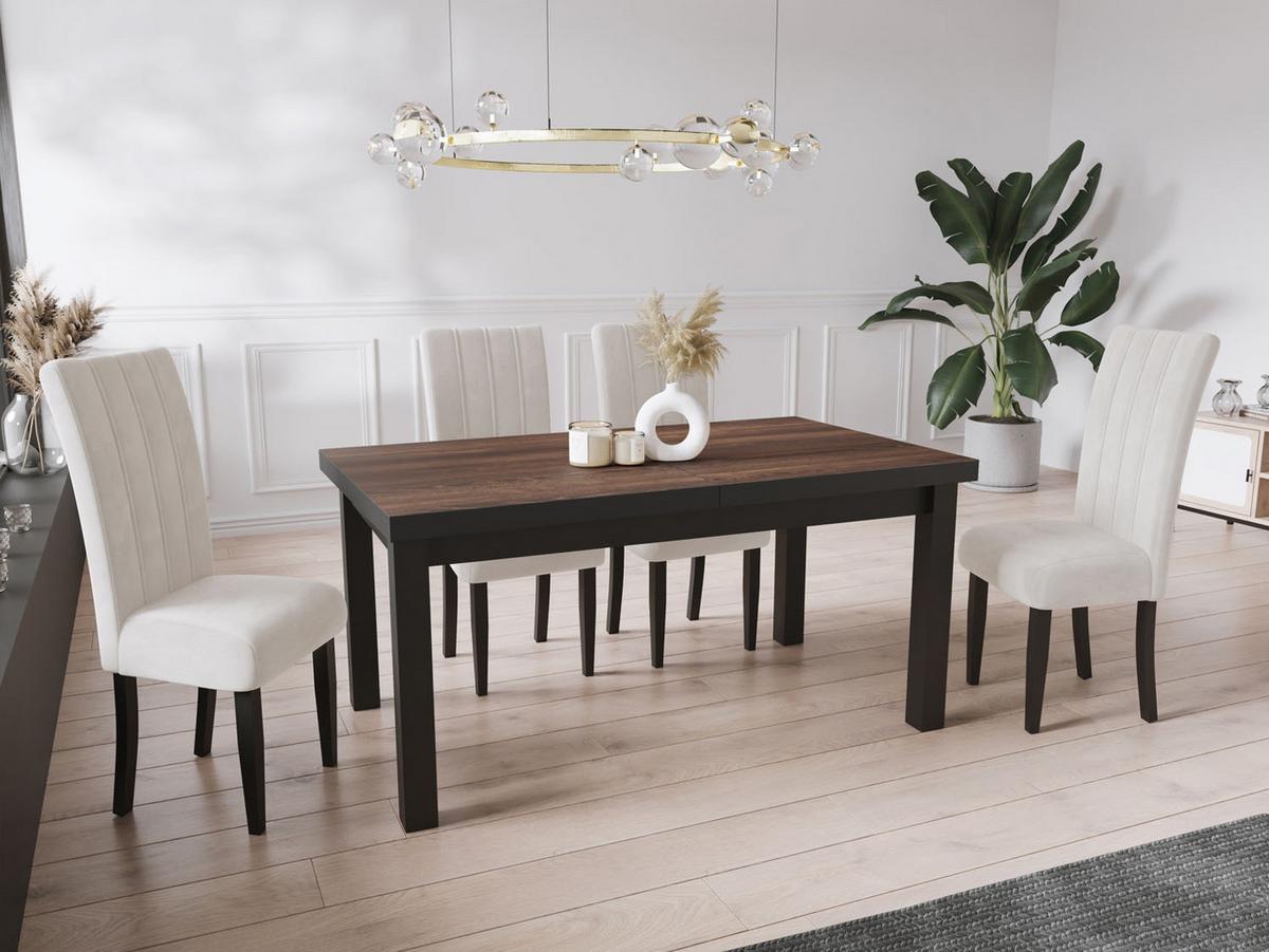 ESSTISCH Gemini rechteckig ausziehbar, Wotan Eiche 120-160/80/78 cm - Kastanienfarben/Schwarz, Holz/Holzwerkstoff (80/160/78cm) - WFL GROUP