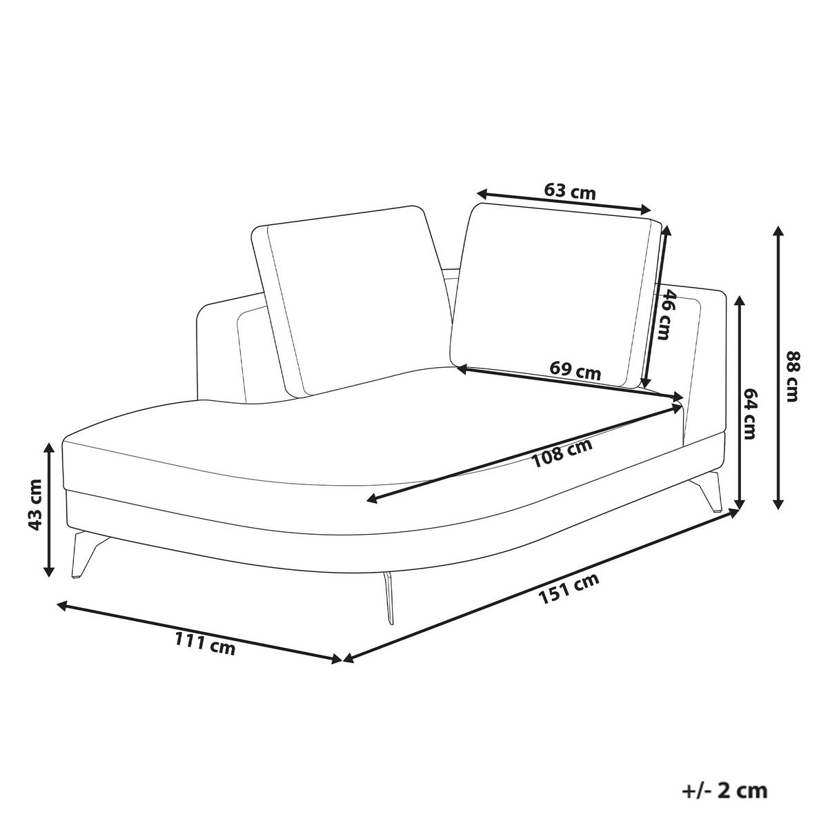 CHAISELONGUE Kunstleinen Grau Yuri - Dunkelgrau/Schwarz, Textil (111/88/151cm) - Beliani