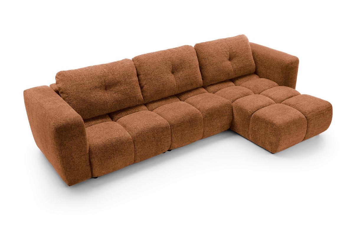 ECKSOFA ARTE 03 Orange Chenille mit Schlaffunktion - Orange, Holz (336/177cm) - MASSENO