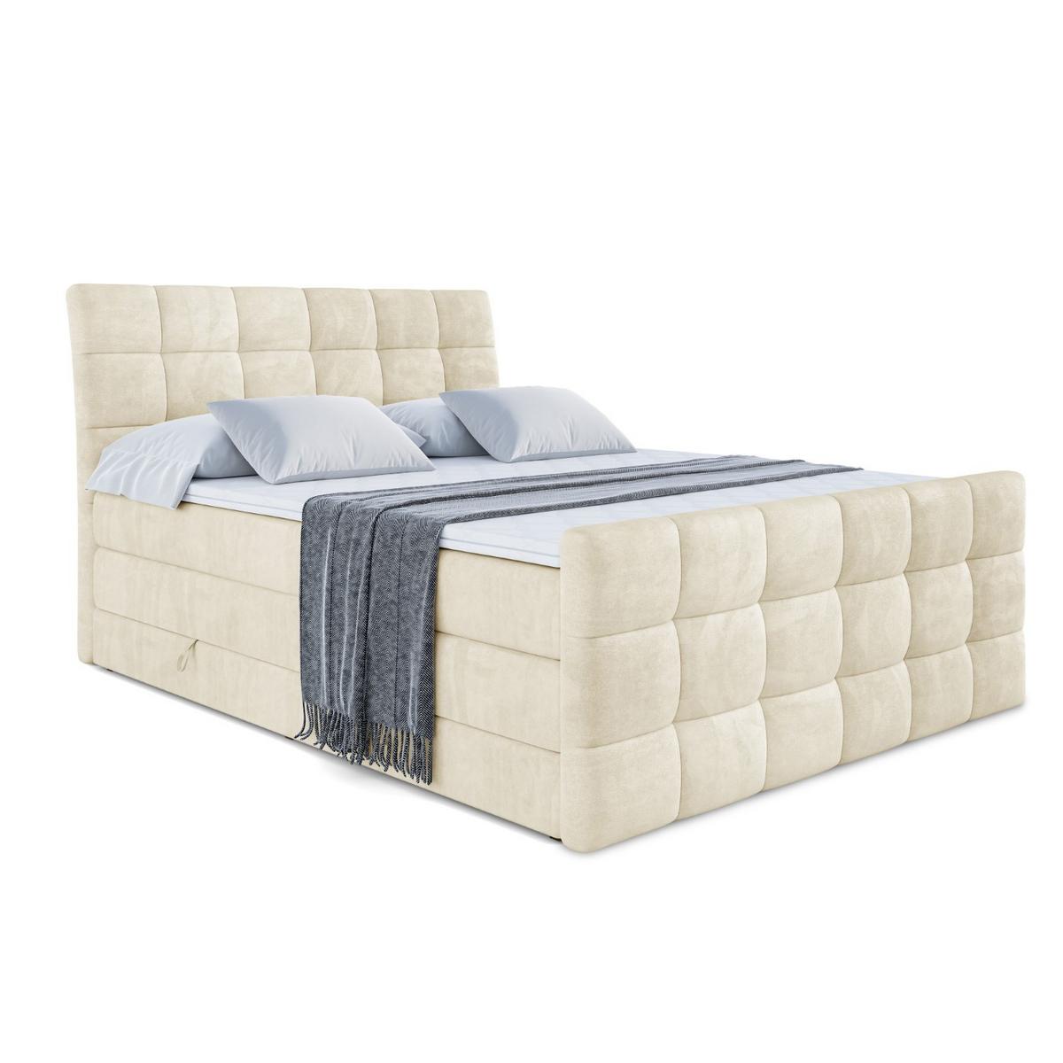 BOXSPRINGBETT BRUGO-Z KING - 140 x 200 - H3/H4 - Beige - Beige, Holzwerkstoff (140/200cm) - ALTDECOR