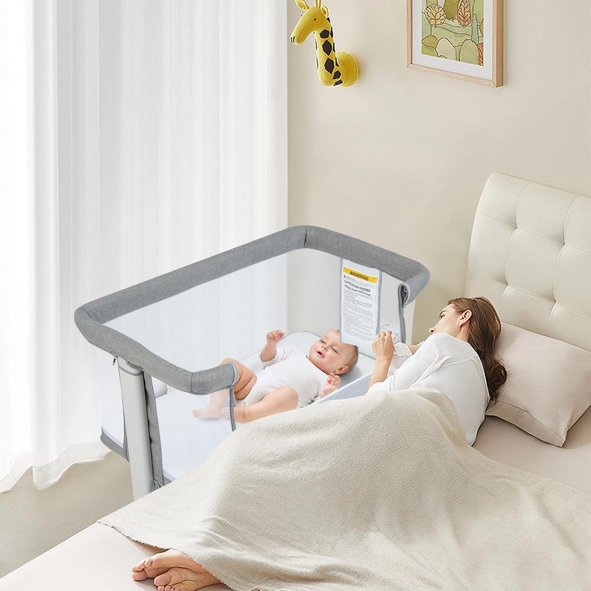 BEISTELLBETT Grau - Grau, Textil - COSTWAY