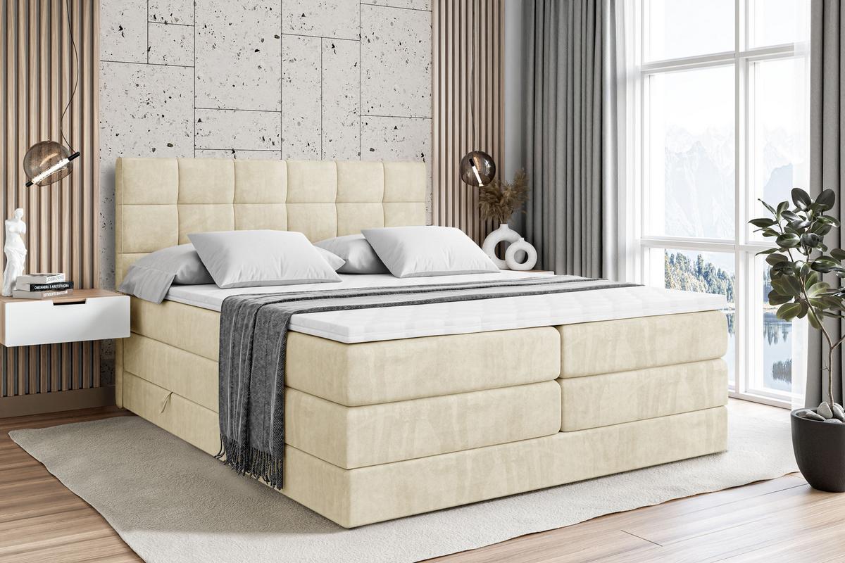 BOXSPRINGBETT APO KING - 140 x 200 - H3/H4 - Beige - Beige, Holzwerkstoff (140/200cm) - ALTDECOR