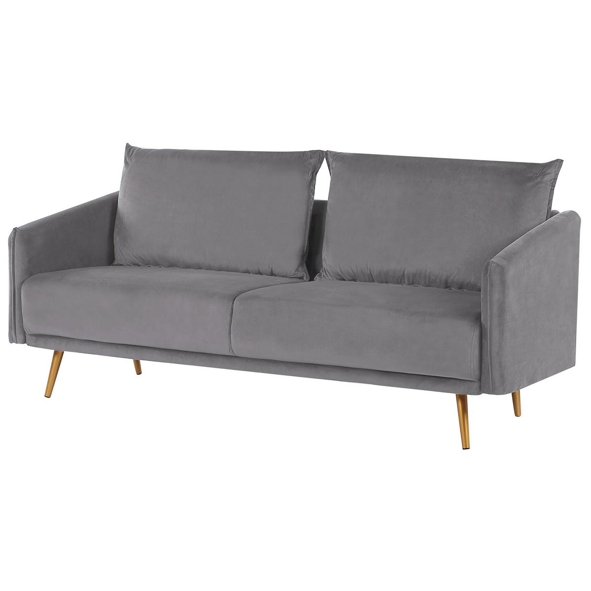 3-SITZER-SOFA Samtstoff Grau Maura - Grau, Textil (185/83/78cm) - Beliani