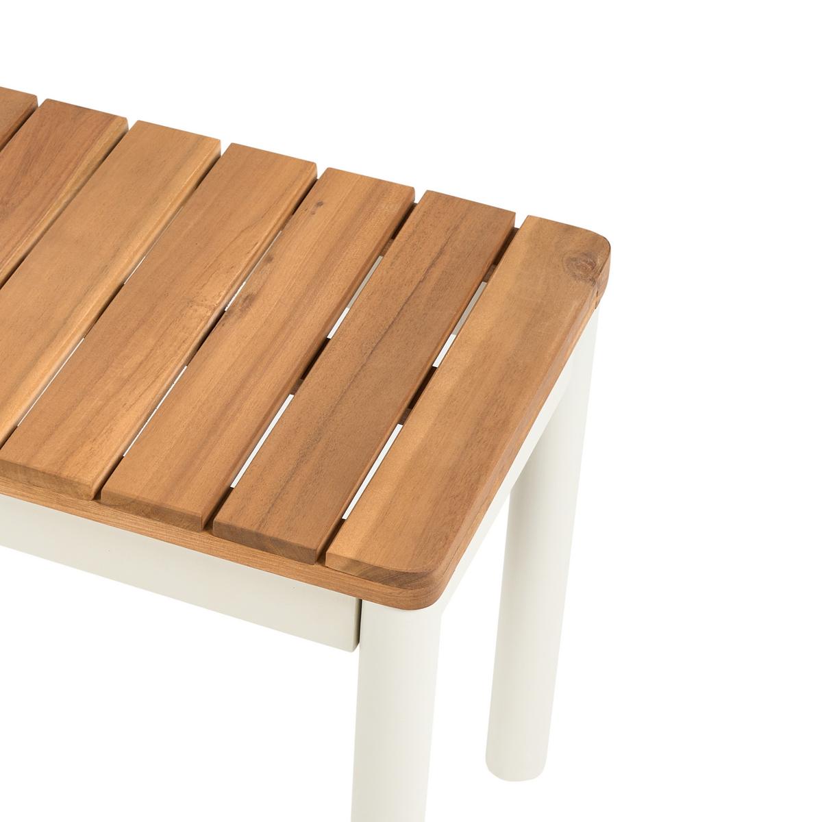 GARTENMÖBEL-SET mit Bänken 6-Sitzer Akazienholz Braun Corricella - Creme, Holz - Beliani