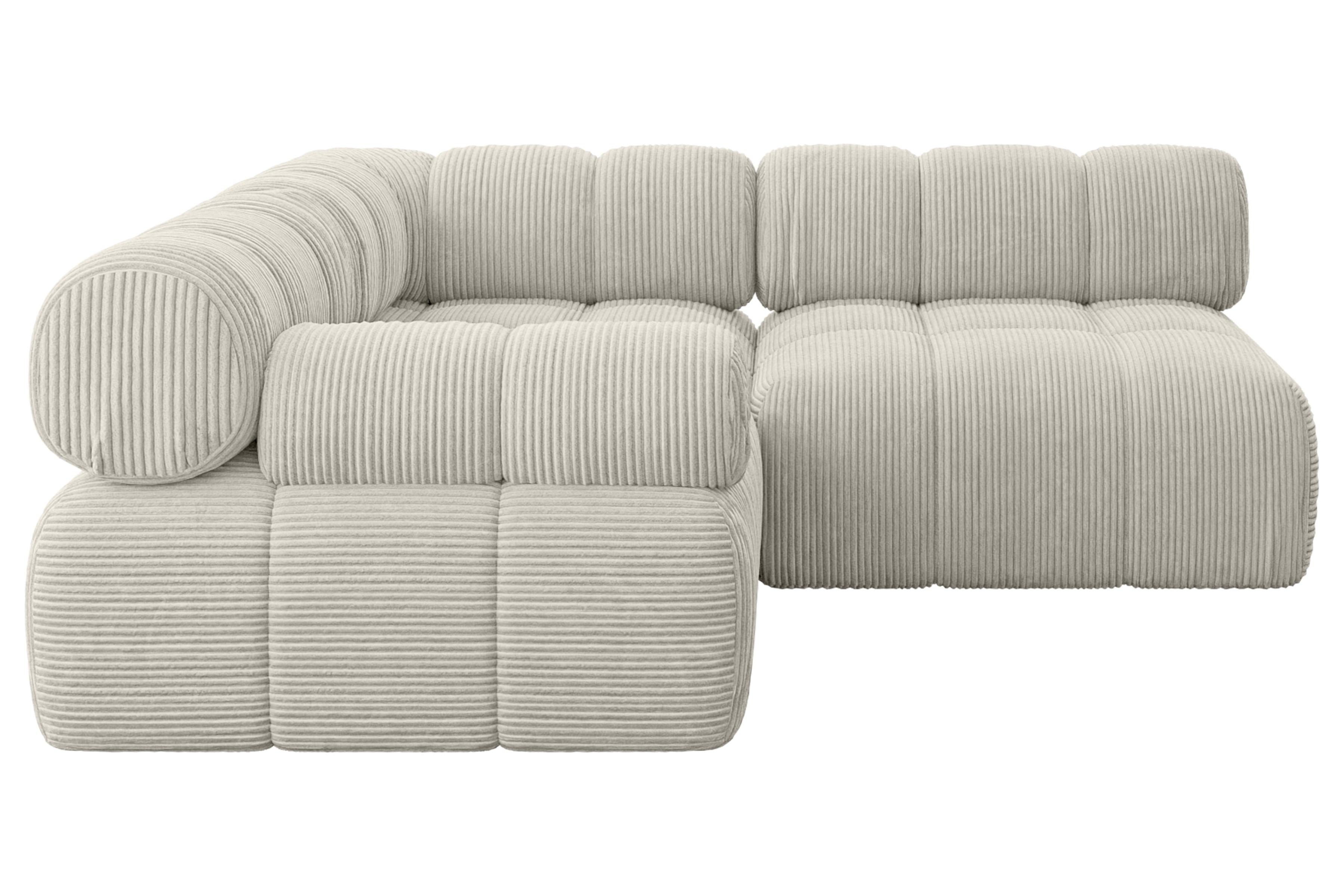 ECKSOFA modulares Sofa Mende-L1 - 190x190x70 cm Creme Cord - Hellgrau/Creme, Holzwerkstoff/Textil (190/190cm) - ALTDECOR