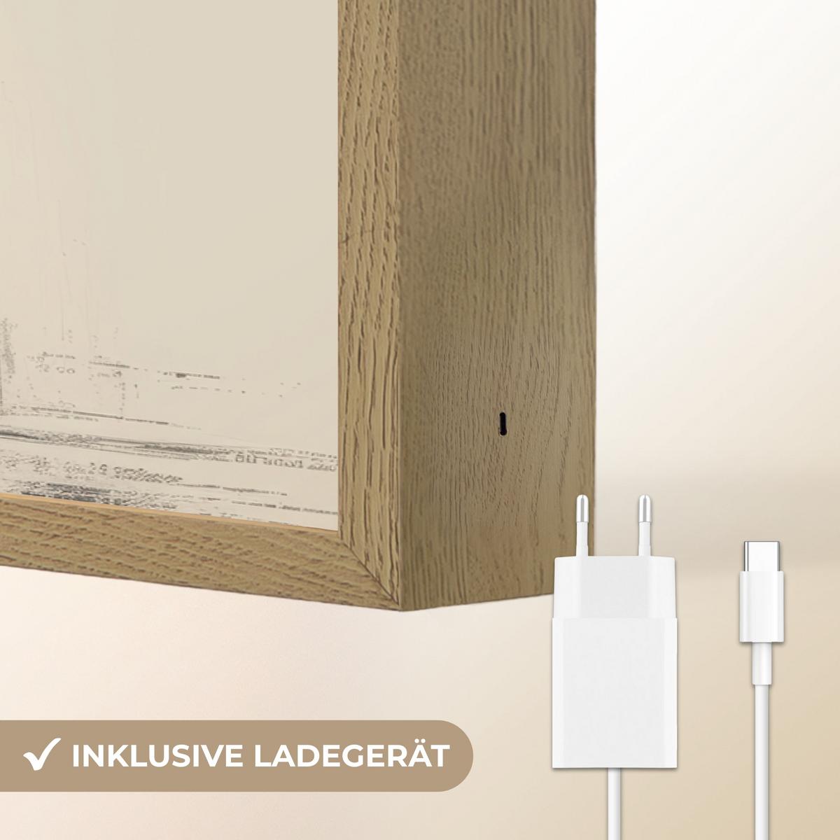WANDLEUCHTE MIT AKKU Frau - Hut - Farbe 90x60 cm - Creme, Holzwerkstoff (90/60/8cm) - OnlyWow
