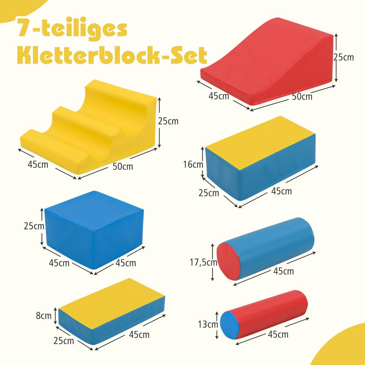 SCHAUMSTOFFBLOCK Farbig (7-teilig) - Multicolor, Leder (50/25/45cm) - COSTWAY