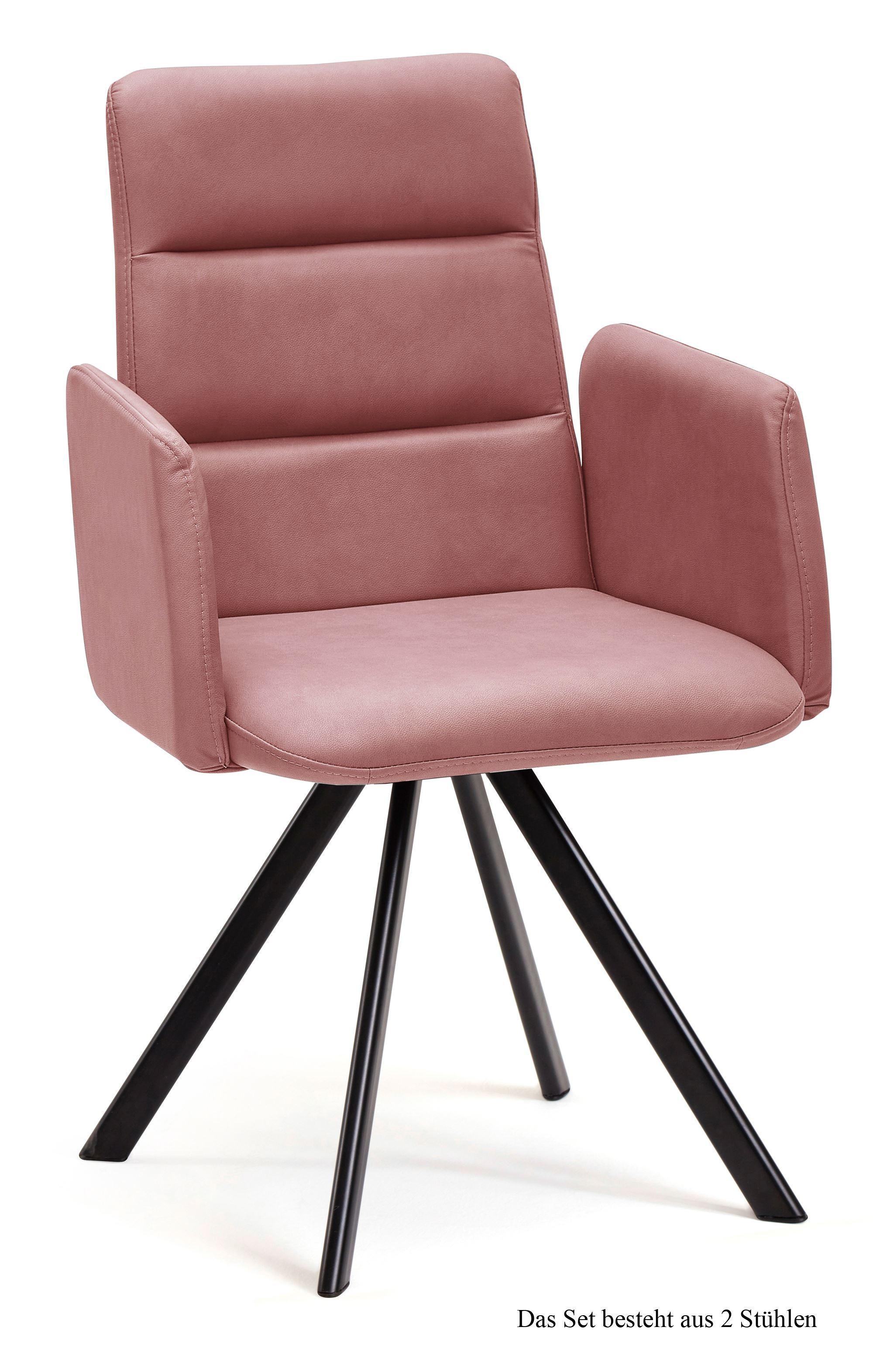 ARMLEHNSTUHL (2er-Set) Deane 52x92x60 Schwarz/Rosewood - Dunkelrosa/Schwarz, Kunststoff (60/92/52cm) - 58aufmkessel