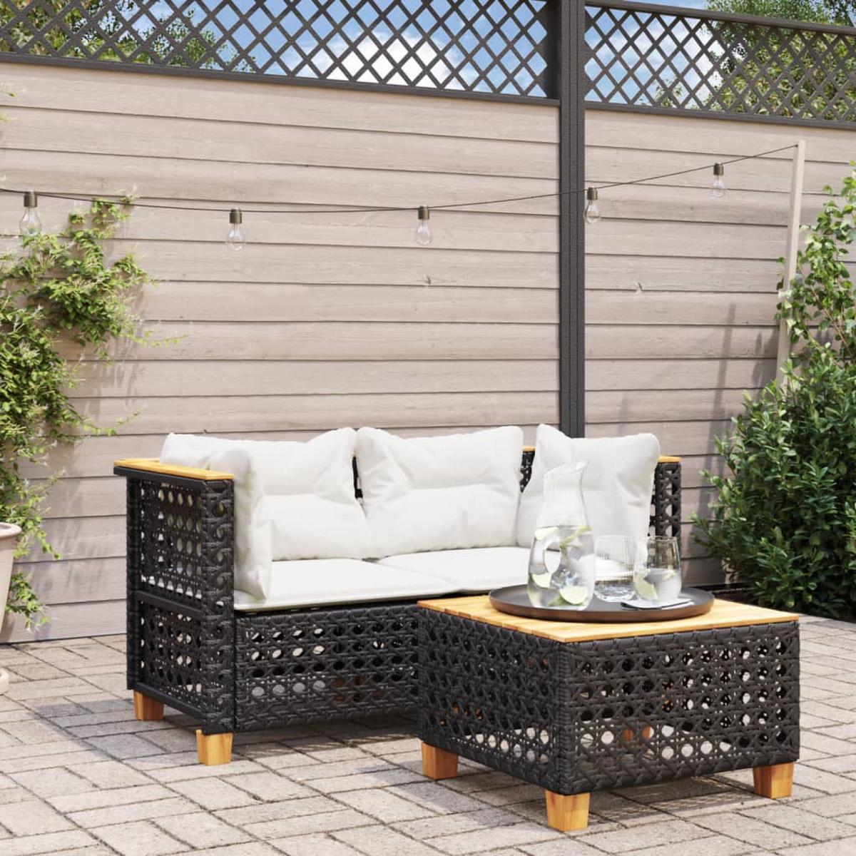 GARTENSOFA LYVOM 127/62/63.5 cm （2-SITZER） - Schwarz, Holz (127/62/63.5cm) - ZMH