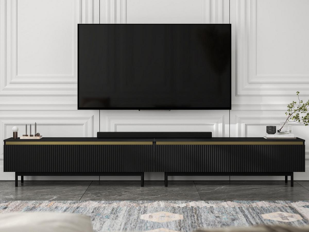 TV-LOWBOARD 2er-Set Selene Schwarz matt 280 cm mit Metallrahmen - Schwarz, Holzwerkstoff/Metall (280/44/35cm) - Meble Lindner