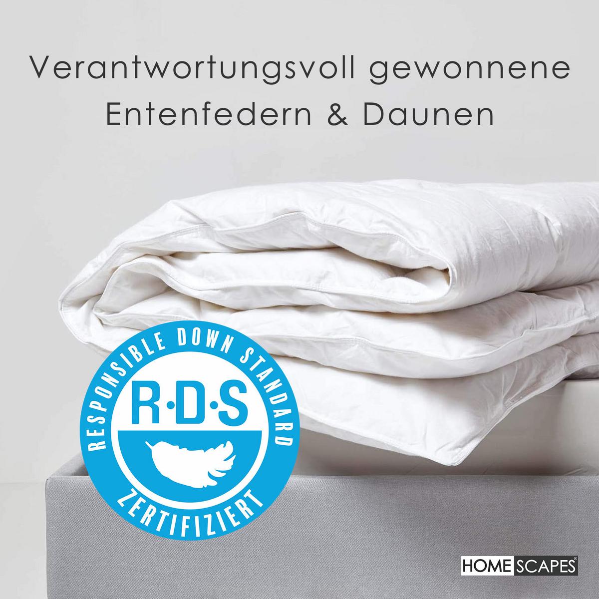 WINTERDECKE 150/200 cm, Enten-Federn & Daunen - Weiß, Textil (150/200cm) - Homescapes