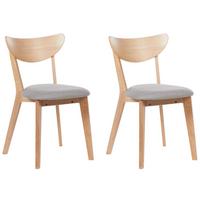 ESSZIMMERSTUHL 2er-Set Gummibaumholz Heller Holzfarbton Erie - Hellbraun, Holz/Textil (46/80/46cm) - Beliani