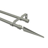 GARDINENSTANGE Olymp Lorenzo 200 cm, 2-läufig (ohne Ringe), 16 mm Ø Chrom matt - Chromfarben/Nickelfarben, Metall (200cm) - INTERDECO