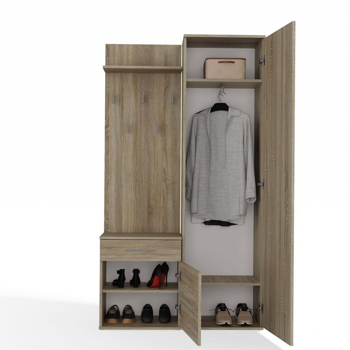 GARDEROBE modern mit Spiegel Schrank Duo Sonoma 100/180/35 - Sonoma Eiche, Holzwerkstoff (100/180/35cm) - RAUMHIRSCH FURNITURE