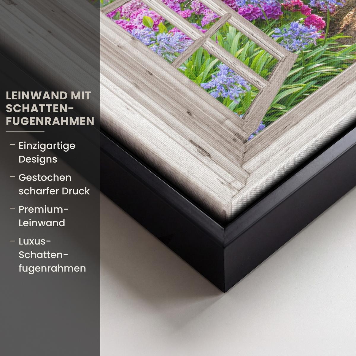 LEINWAND Bilder mit Rahmen - Hortensie - Durchsichtig - Blumen - Sommer - Lila - Weg - 30x20 - Lila, Textil (30/20cm) - MuchoWow