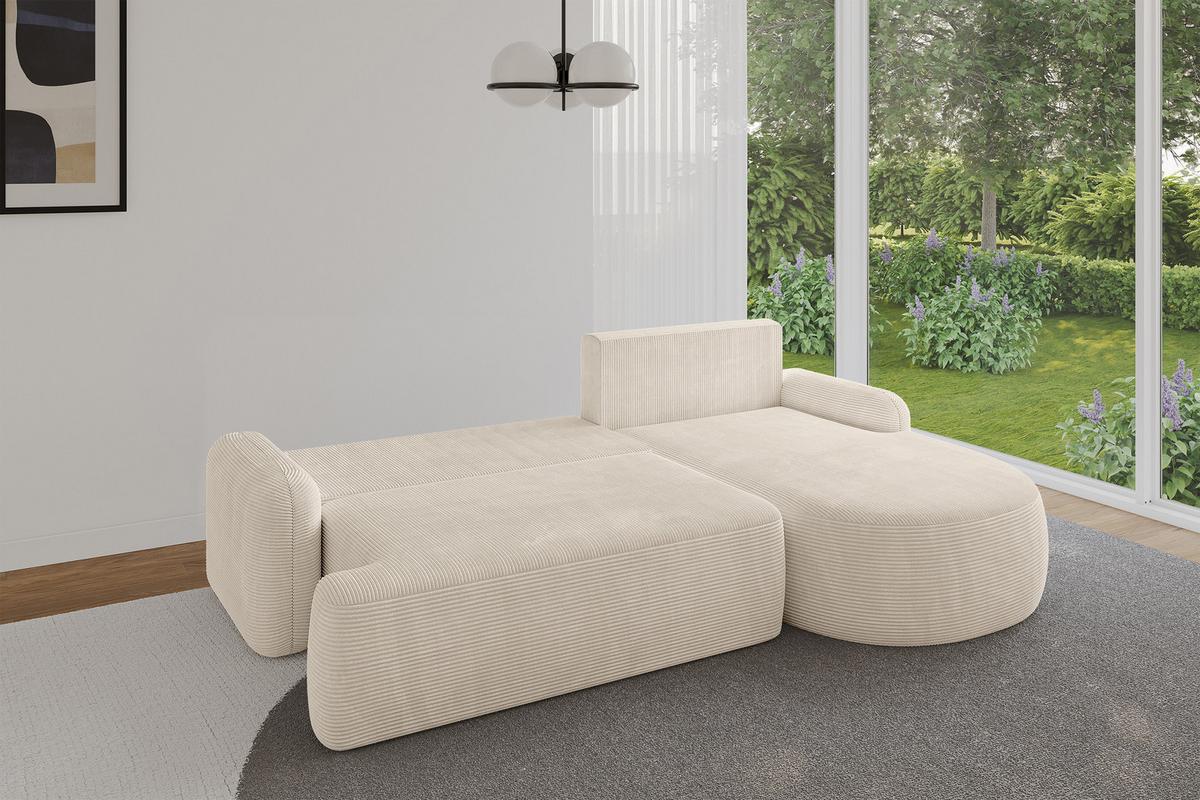 ECKSOFA mit Schlaffunktion und Bettkasten LIRA-L - 264x172x89 Beige - Beige, Holzwerkstoff/Textil (172/264cm) - ALTDECOR