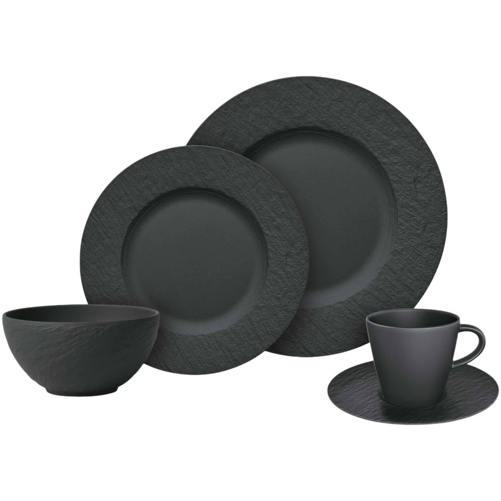 KOMBI-SET Manufacture Rock schwarz 20-tlg. - Schwarz, Keramik (28/32/38cm) - Villeroy & Boch