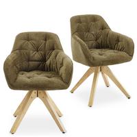 ESSZIMMERSTÜHLE SAGA 2er-Set olivgrün - Olivgrün, Textil (57/81/62cm) - IDIMEX