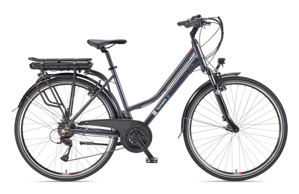 E-BIKE XT485 Trekking Elektrofahrrad 21-Gang Shimano Kettenschaltung, Pedelec, 14,5Ah, 37V Akku - Anthrazit, Metall (112cm) - Telefunken